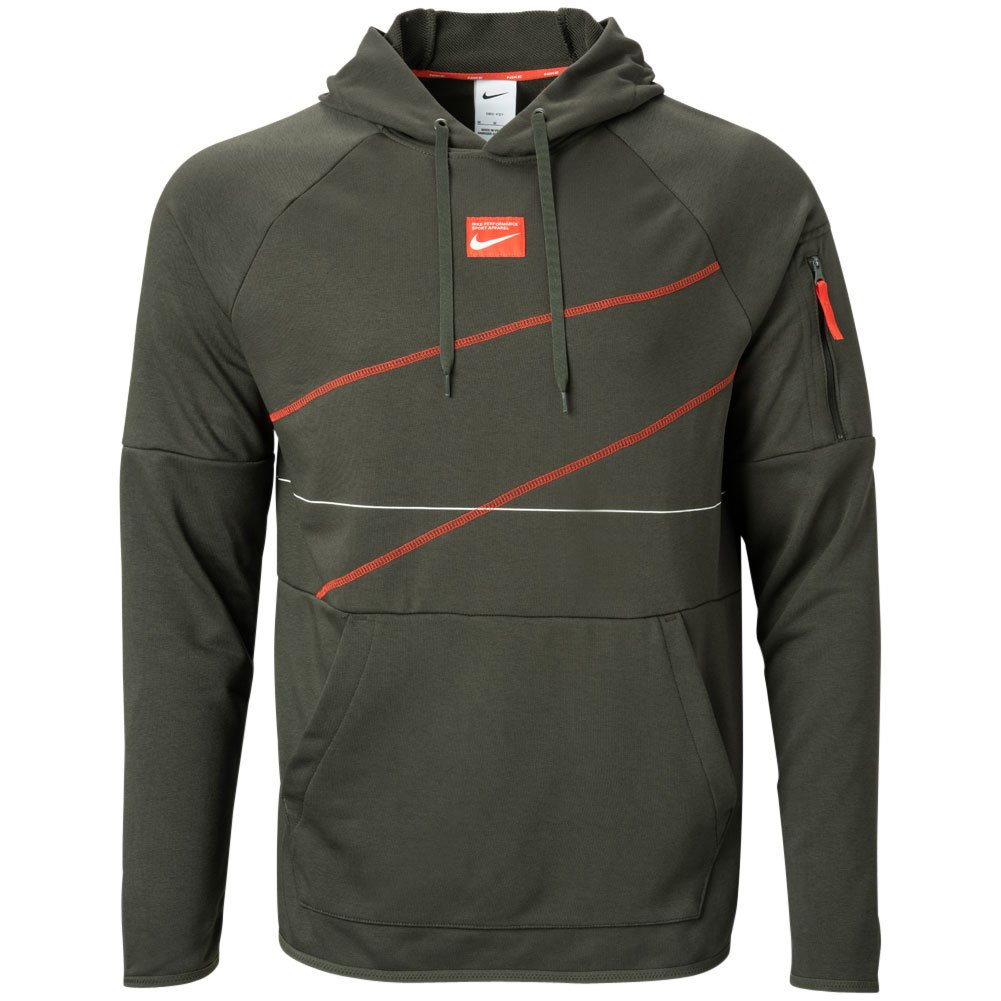 Nike Mens Dri-FIT Fleece Pullover Baseball Training Hoodie Dark Green S