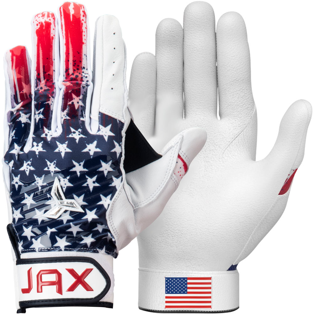 Jax Athletics Jax Pro Model Adult Baseball Batting Glove Left Hand Red/White/Blue Medium