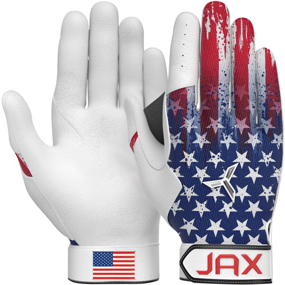 Jax Athletics Jax Pro Model Adult Baseball Batting Glove Right Hand Red/White/Blue X-Large