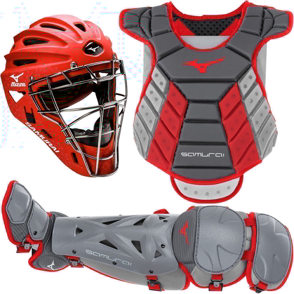 Mizuno Womens Adult Samurai Catchers Kit 13in-14in Grey/Red 13 in - 14, Size: 13 in - 14 in