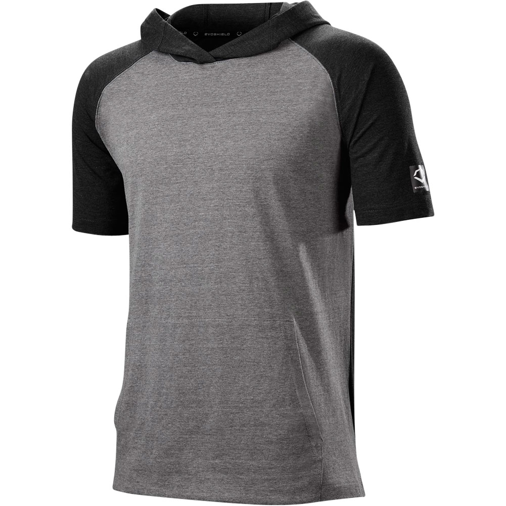 Wilson Evoshield Mens Lightweight Short Sleeve Baseball Training Hoodie Grey/Black S