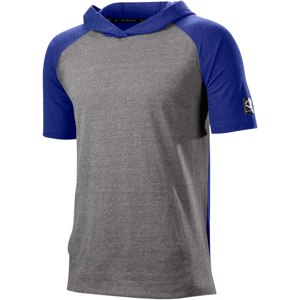 Wilson Evoshield Mens Lightweight Short Sleeve Baseball Training Hoodie Grey/Royal M