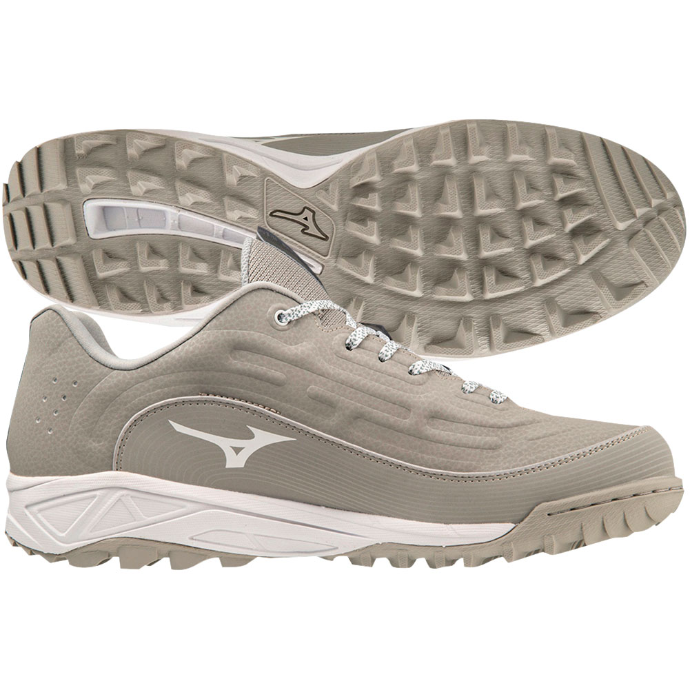 Mizuno Mens Ambition 3 Low All Surface Baseball Turf Shoes Grey/White Medium 9, Size: 9 Medium US