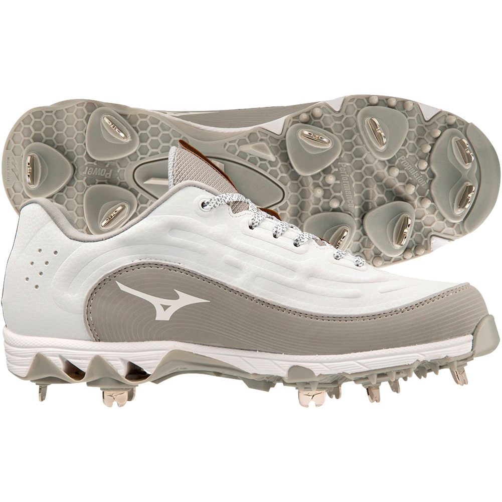 Mizuno Womens 9-Spike Swift 8 Low Metal Fastpitch Softball Cleats White/Grey Medium 10, Size: 10 Medium US