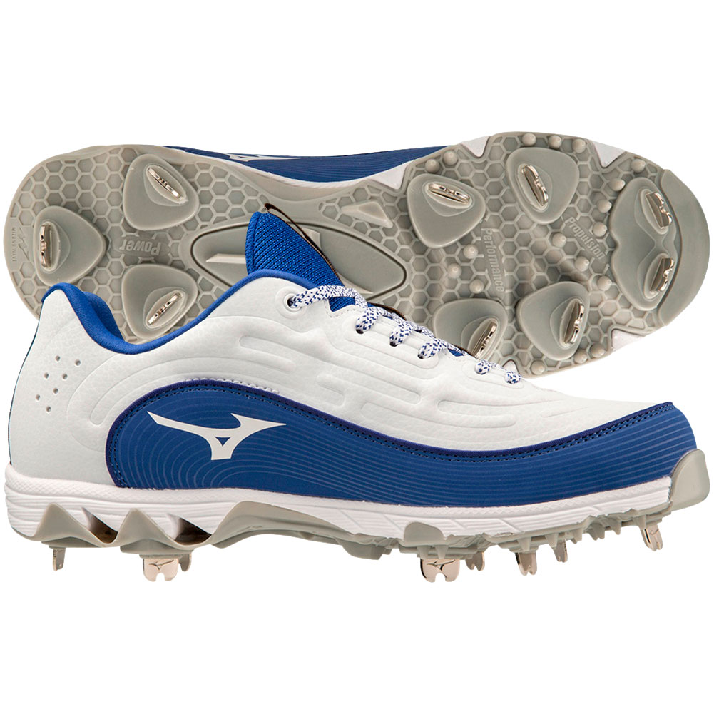 Mizuno Womens 9-Spike Swift 8 Low Metal Fastpitch Softball Cleats White/Royal Medium 9.5, Size: 9.5 Medium US