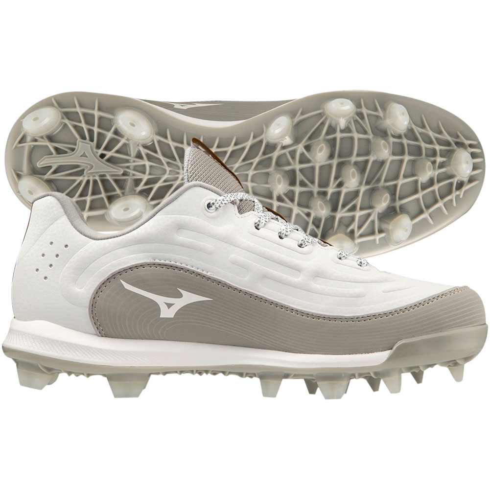 Mizuno Womens Finch Elite 6 TPU Molded Fastpitch Softball Cleats White/Grey Medium 10, Size: 10 Medium US