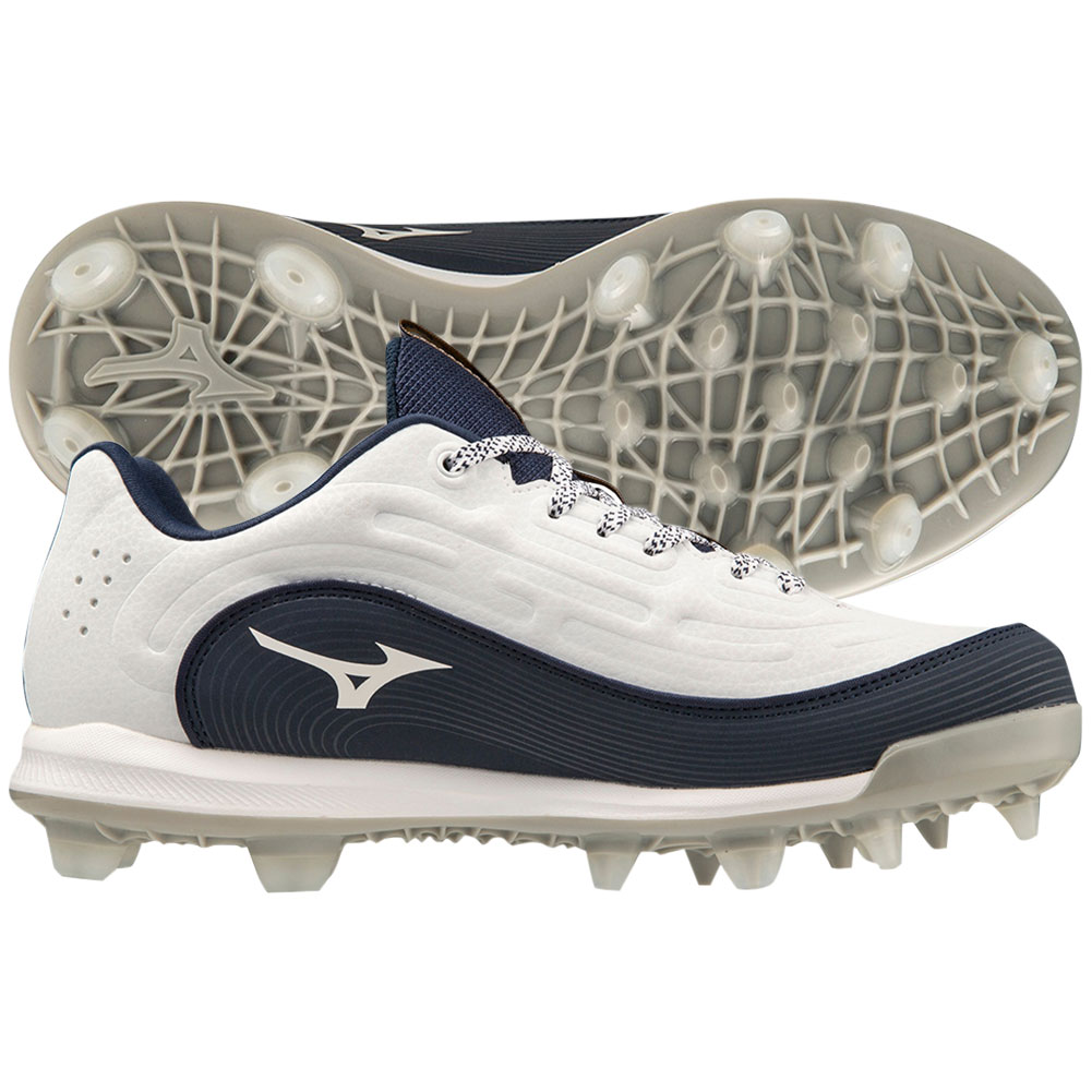 Mizuno Womens Finch Elite 6 TPU Molded Fastpitch Softball Cleats White/Navy Medium 9.5, Size: 9.5 Medium US