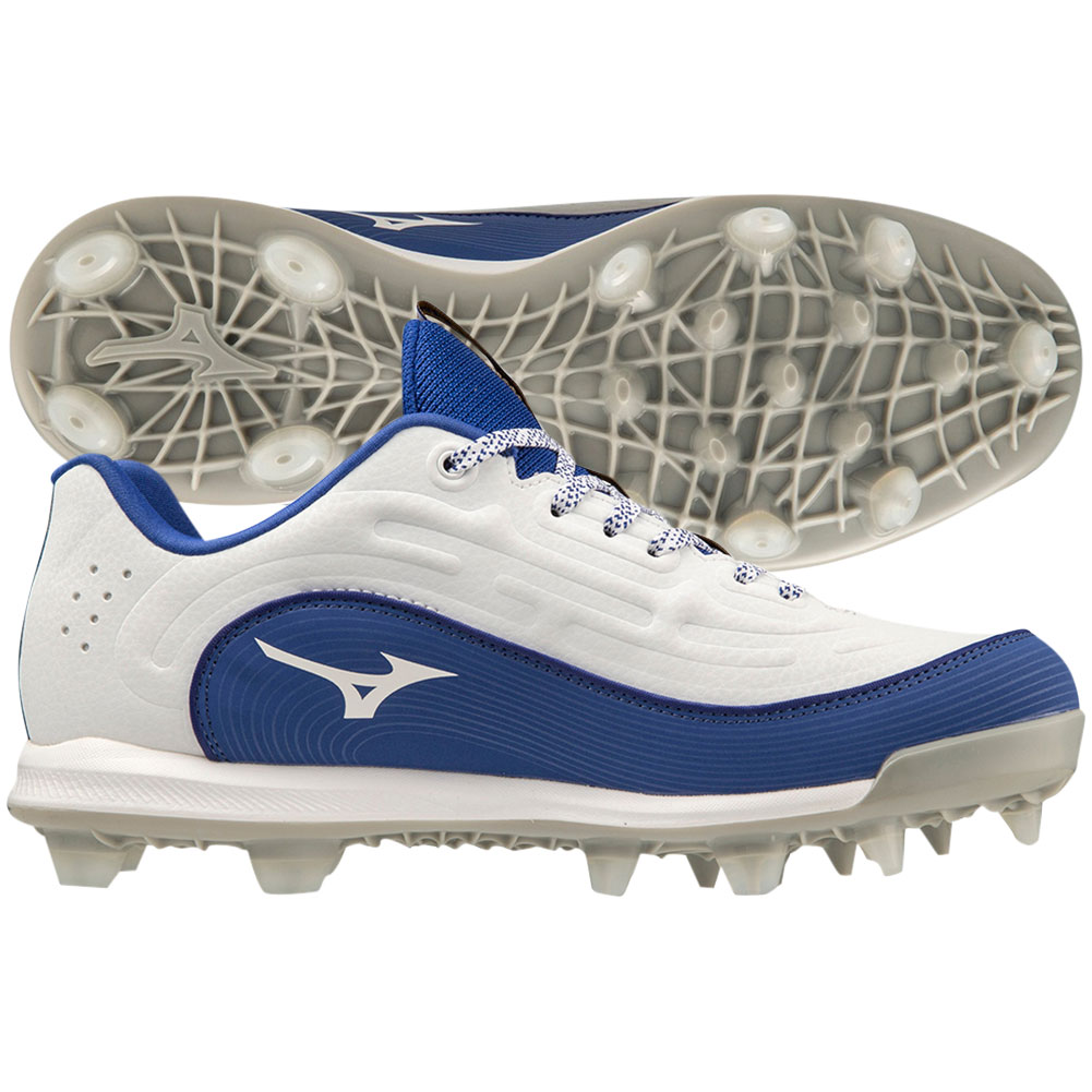 Mizuno Womens Finch Elite 6 TPU Molded Fastpitch Softball Cleats White/Royal Medium 10, Size: 10 Medium US