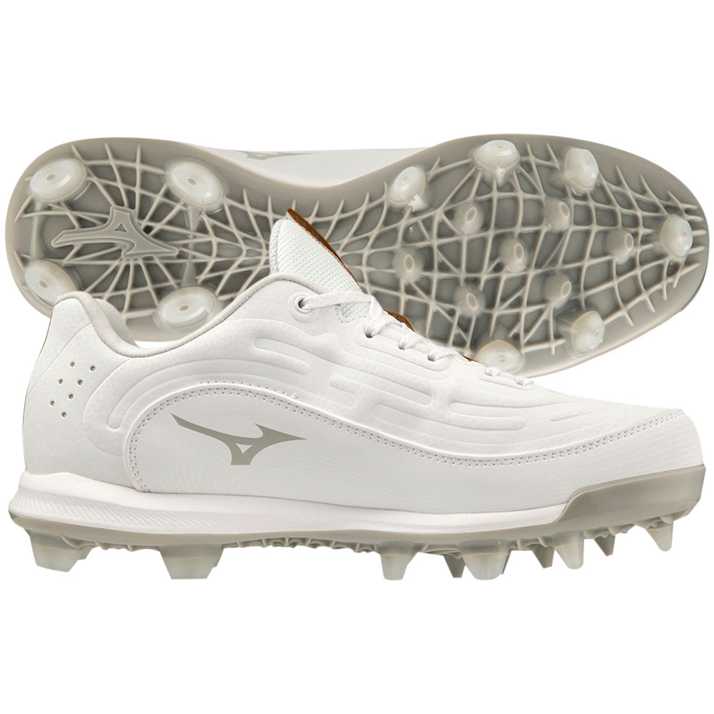 Mizuno Womens Finch Elite 6 TPU Molded Fastpitch Softball Cleats White/White Medium 10.5, Size: 10.5 Medium US