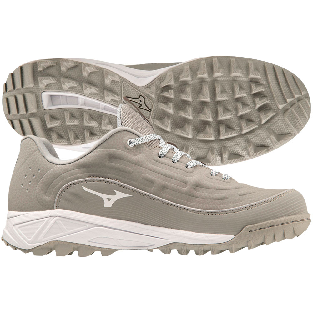 Mizuno Womens Ambition 3 Low All Surface Fastpitch Softball Turf Shoes Grey/White Medium 5, Size: 5 Medium US