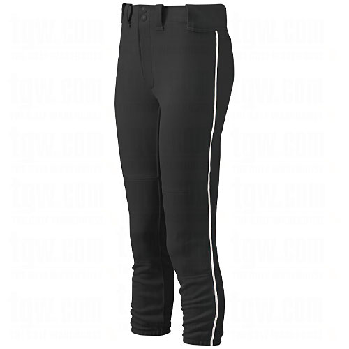 Mizuno Womens Select Belted Piped Fastpitch Softball Pants Black/White L
