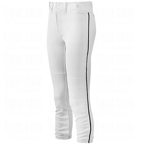 Mizuno Womens Select Belted Piped Fastpitch Softball Pants White/Black L