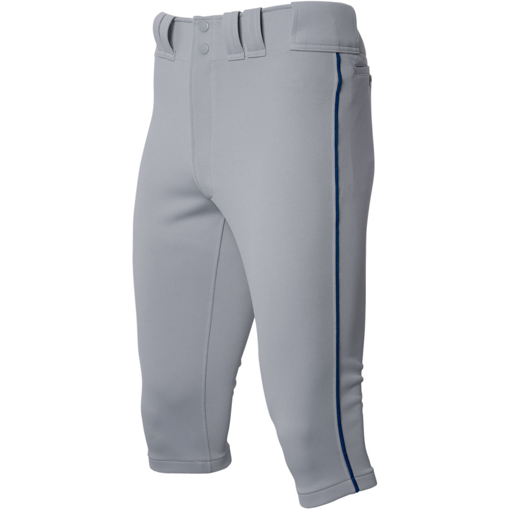 Mizuno Mens Premier Short Piped Baseball Pant Grey/Navy 2XL