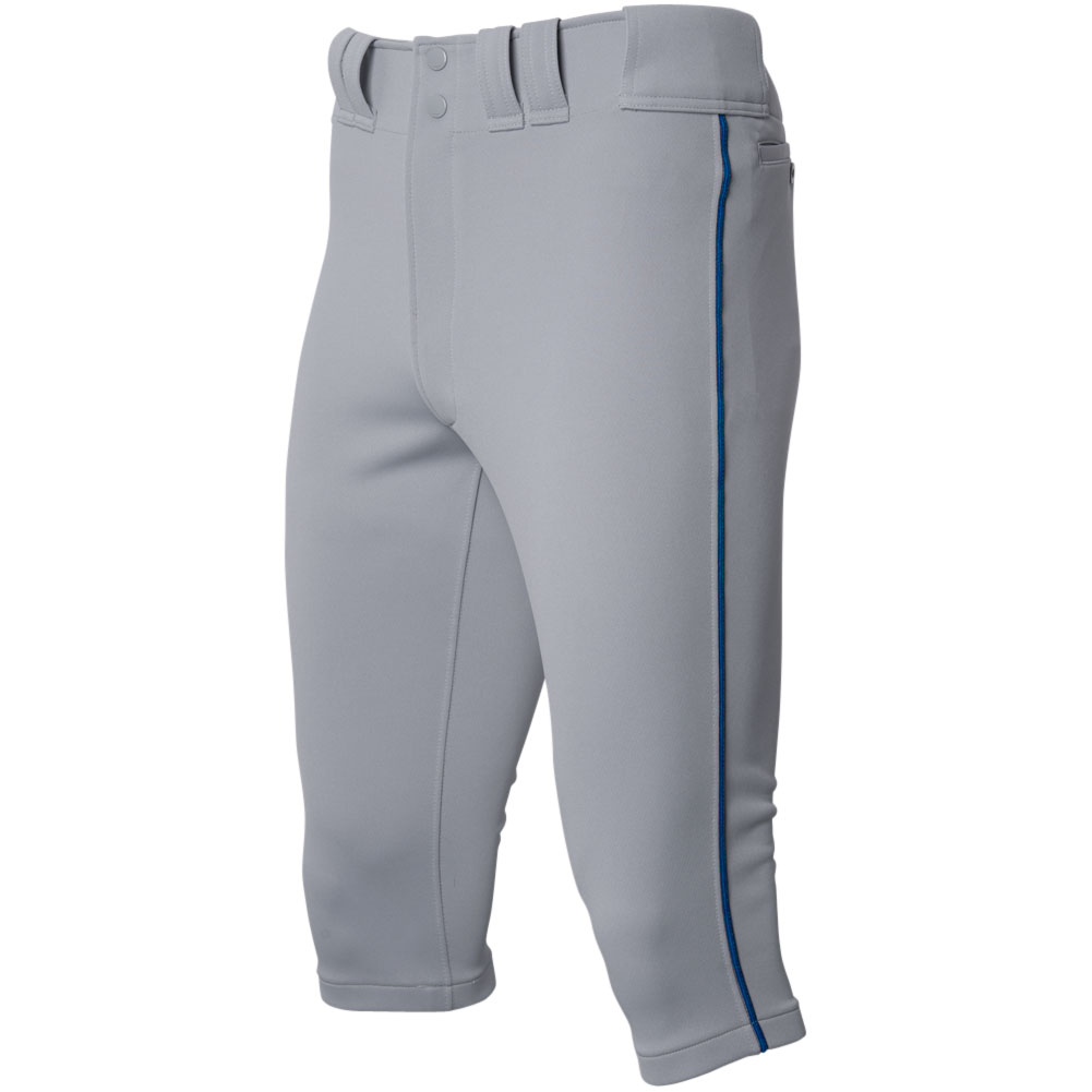 Mizuno Mens Premier Short Piped Baseball Pant Grey/Royal 2XL