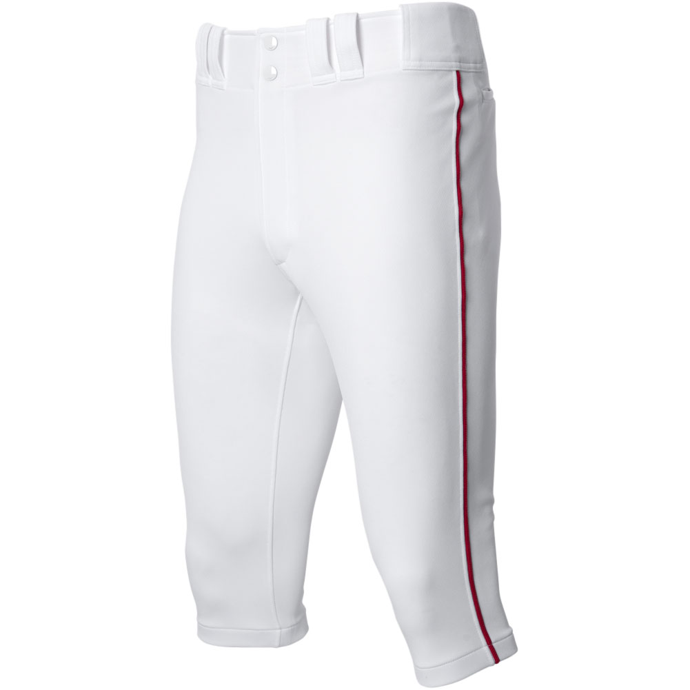 Mizuno Mens Premier Short Piped Baseball Pant White/Red 2XL