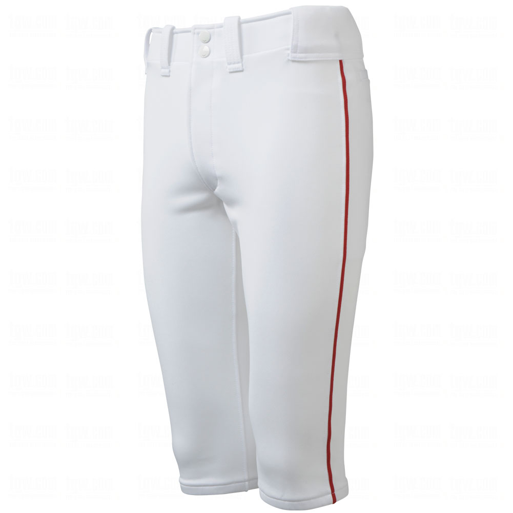 Mizuno Youth Select Piped Short Baseball Pant White/Red 2XL
